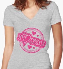 Sweet I Love You Sayings Women's Fitted V-Neck T-Shirt