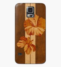 Kualoa Faux Koa Holz Hawaii Surfbrett mit Hibiskus Hülle & Klebefolie für Samsung Galaxy