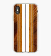 Nalu Mua Hawaiian Faux Koa Wood Surfboard - White iPhone Case