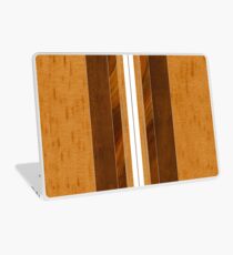 Nalu Mua Hawaiian Faux Koa Wood Surfboard - White Laptop Skin
