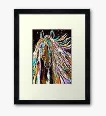 Pferdeabstraktes braunes blaues Gold Gerahmtes Wandbild
