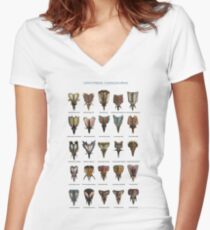 Front view of ceratopsid heads Women's Fitted V-Neck T-Shirt