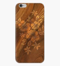 Lilikoi Hibiscus Faux Burl Wood Hawaiian Surfboard iPhone Case