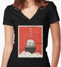 Vintage Japanese Anime Ramen Women's Fitted V-Neck T-Shirt