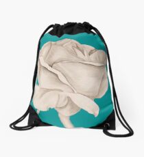 Bud on Dark Teal Drawstring Bag