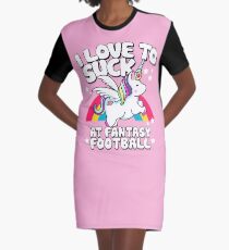I Suck At Fantasy Football Loser Unicorn Graphic T-Shirt Dress