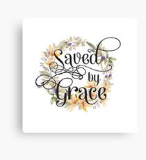 Christian Quote Typography - Saved By Grace Canvas Print