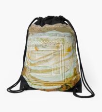 Collaged White Rose Drawstring Bag