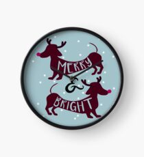Merry & Bright (Dachshund Sausage Dog) Clock