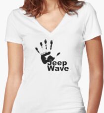 Jeep Wave black color design Women's Fitted V-Neck T-Shirt