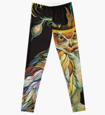 OWL WITH PEACOCK CROWN Leggings