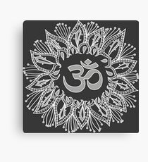Om mandala in white Canvas Print