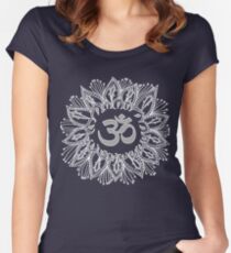 Om mandala in white Women's Fitted Scoop T-Shirt