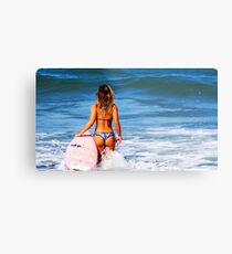 Heißes Bikini-Surfer-Baby Metallbild