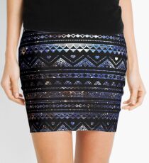 Aztec Black Galaxy Blue Mini Skirt