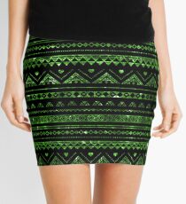 Aztec Black Tinsel Green Mini Skirt