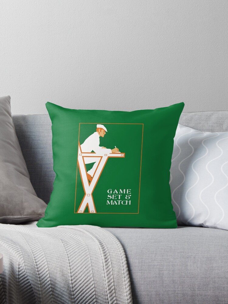 Retro Tennis Referee Game Set And Match Throw Pillow By Aapshop