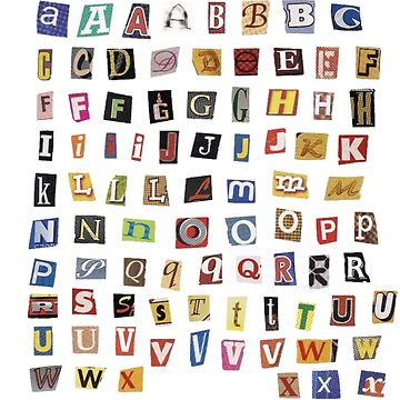 cut out magazine alphabet sticker pack journal newspaper Sticker for Sale  by sarah heranz