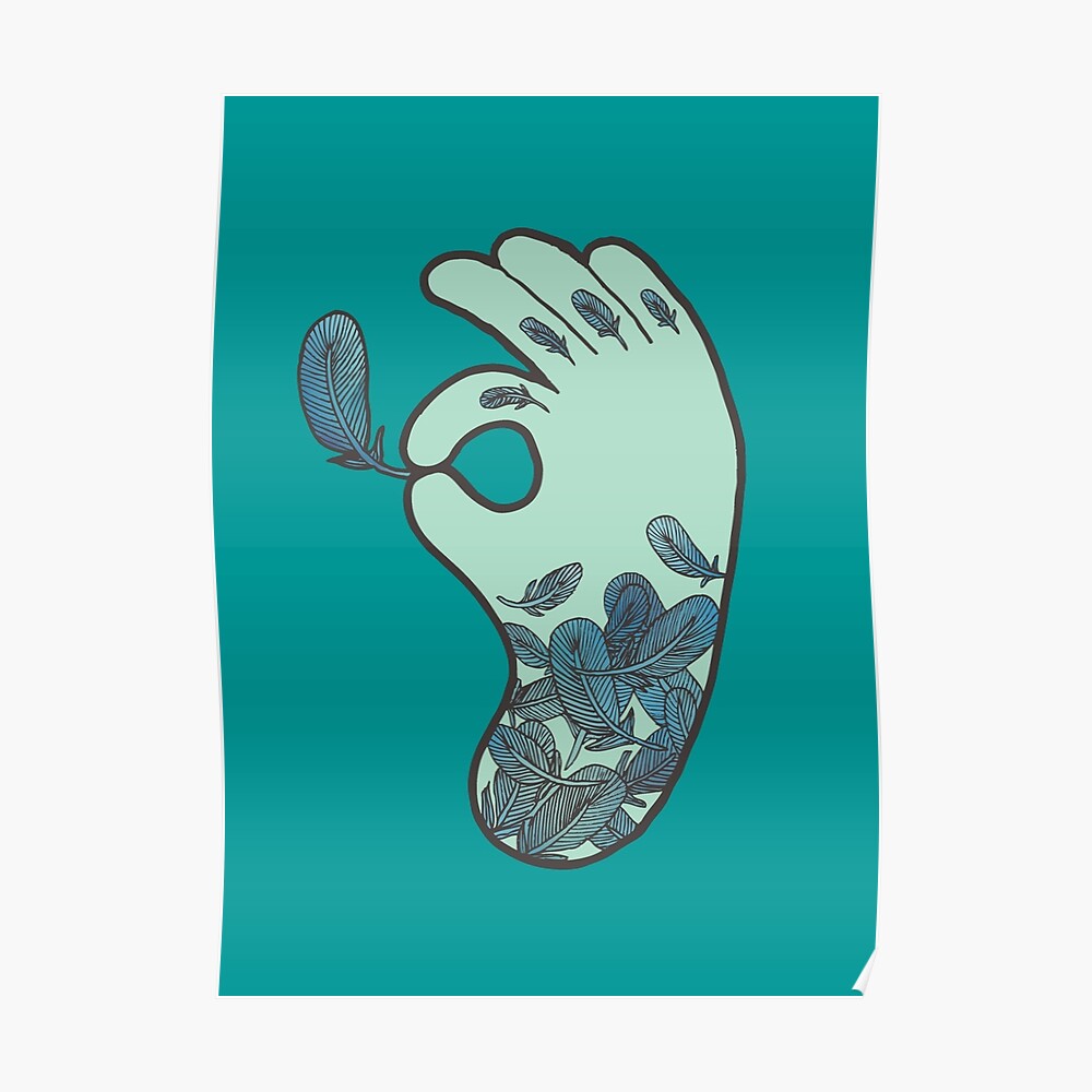Blue Feather Tattoo Poster