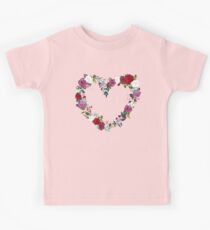 love heart watercolour wreath laurel Kids Tee