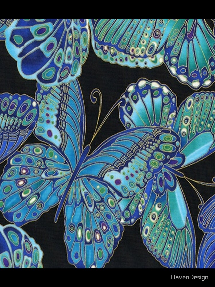 Teal and Black Butterfly Pattern by HavenDesign