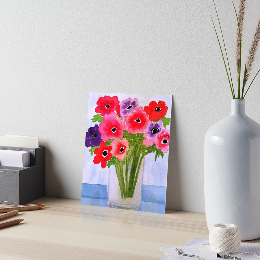 Anemone Arrangement Art Board Print