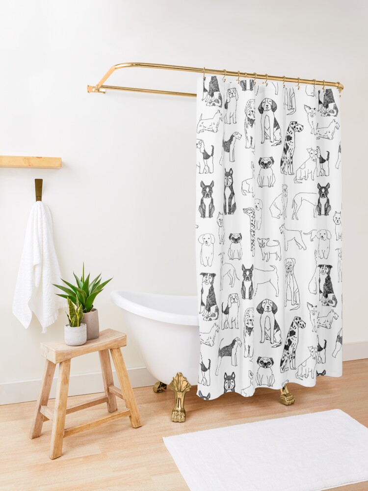 Alternate view of Dogs Dogs Dogs - White background Shower Curtain
