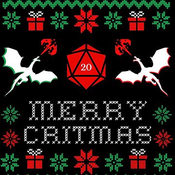 Merry Critmas - Christmas themed Dungeons and Dragons Hand Embroidery Kit  with Pattern and Supplies