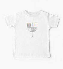 Colorful Hanukkah Lit Menorah Baby Tee
