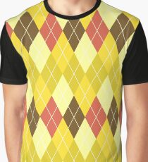 Gelbbraun und Rot Argyle Grafik T-Shirt