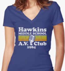 Hawkins Middle School A.V. Club Women's Fitted V-Neck T-Shirt