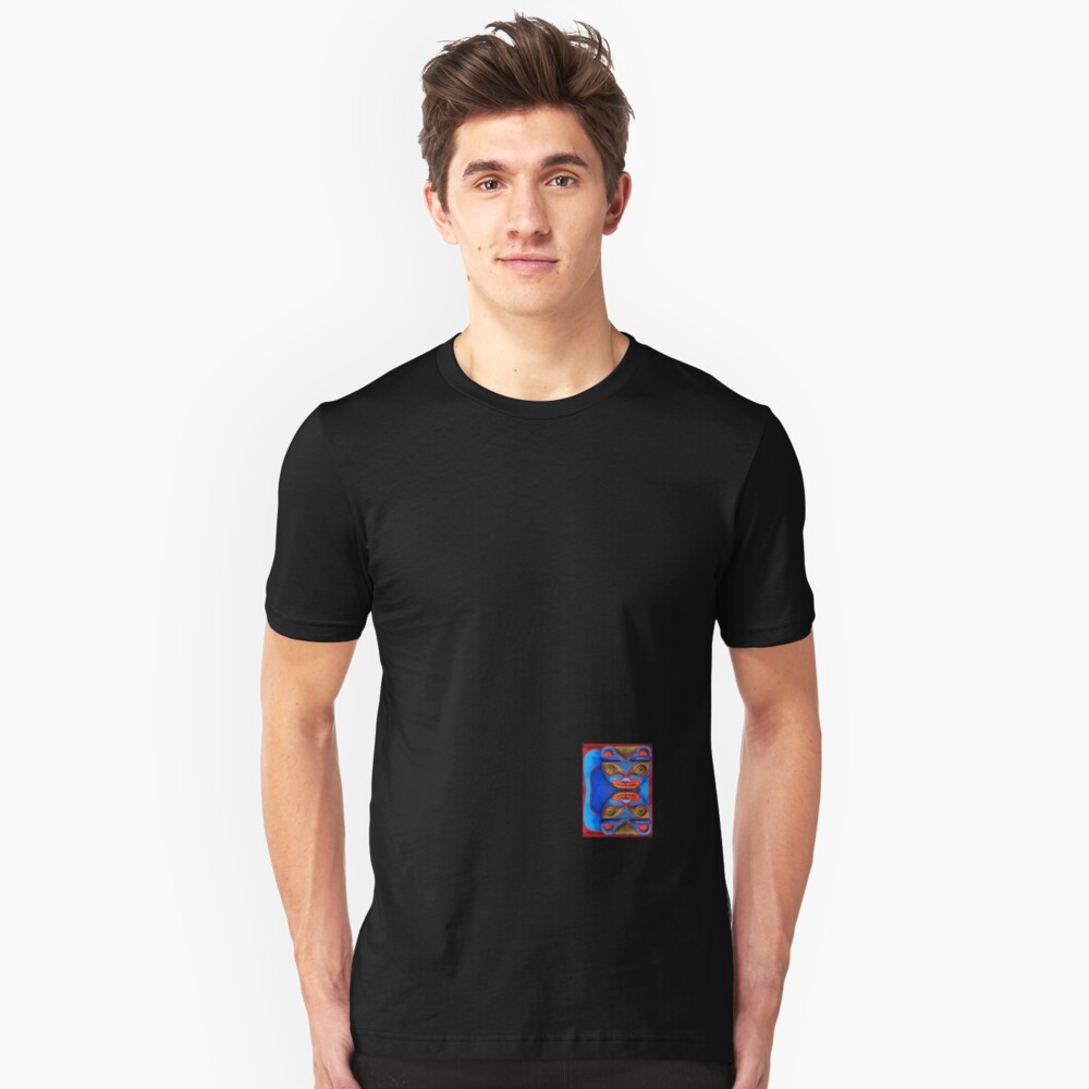 Blue Cats (small down) Slim Fit T-Shirt