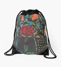 City Rose Abstract Water Color Drawstring Bag
