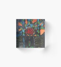 City Rose Abstract Water Color Acrylic Block