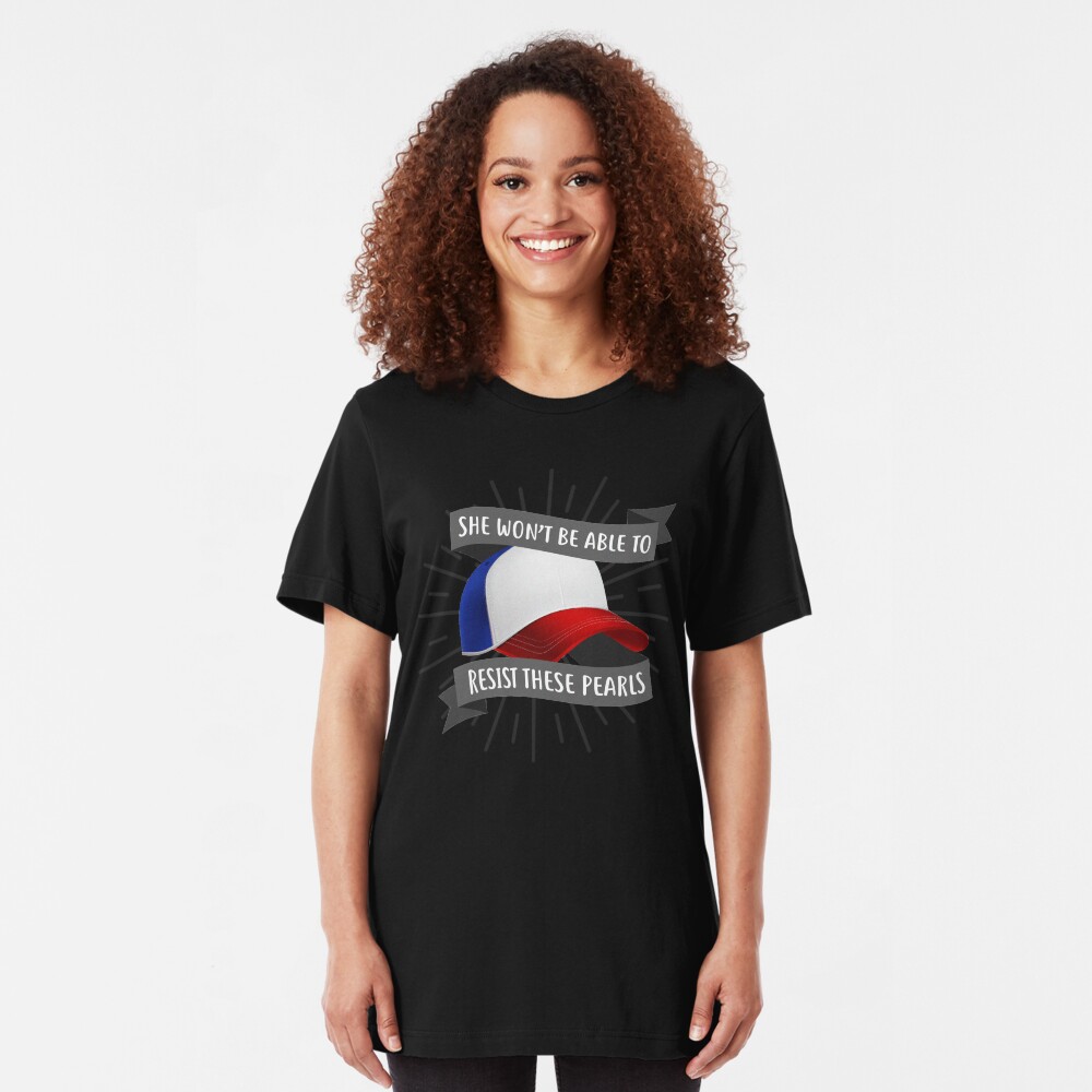She won't be able to resist these pearls Slim Fit T-Shirt