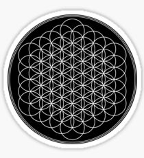 Flower of Life - White. Black background Sticker