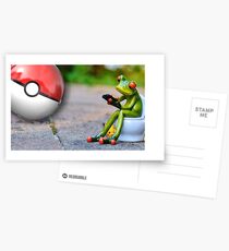 T-Shirt Frog in Toilet and Pokeball Funny Postcards