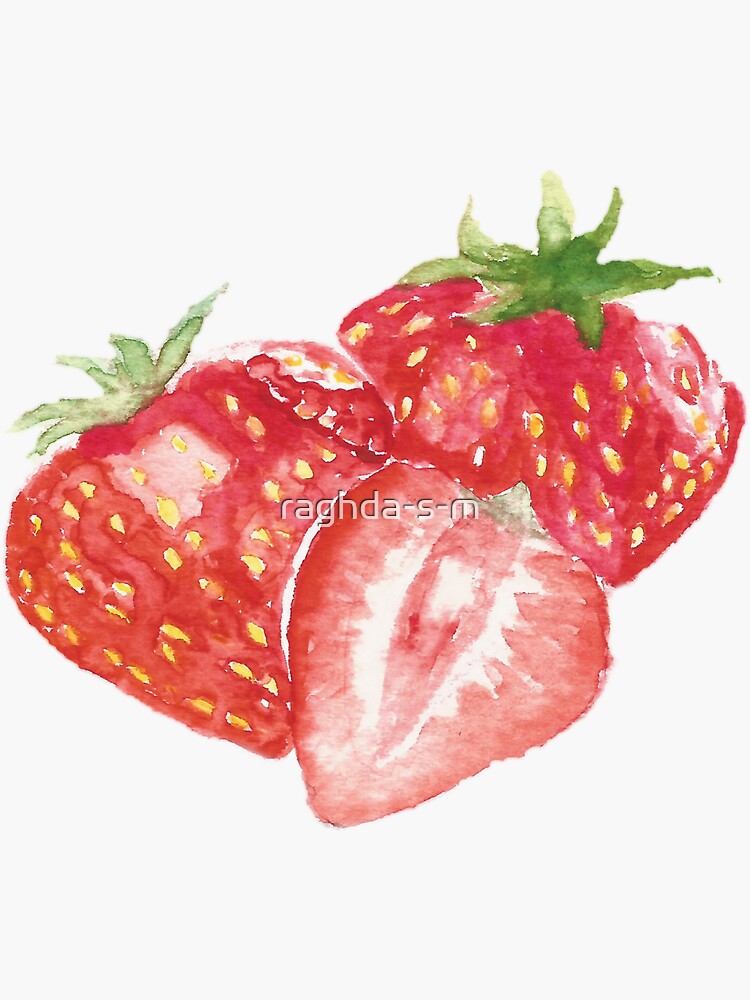 strawberry watercolor painting by raghda-s-m