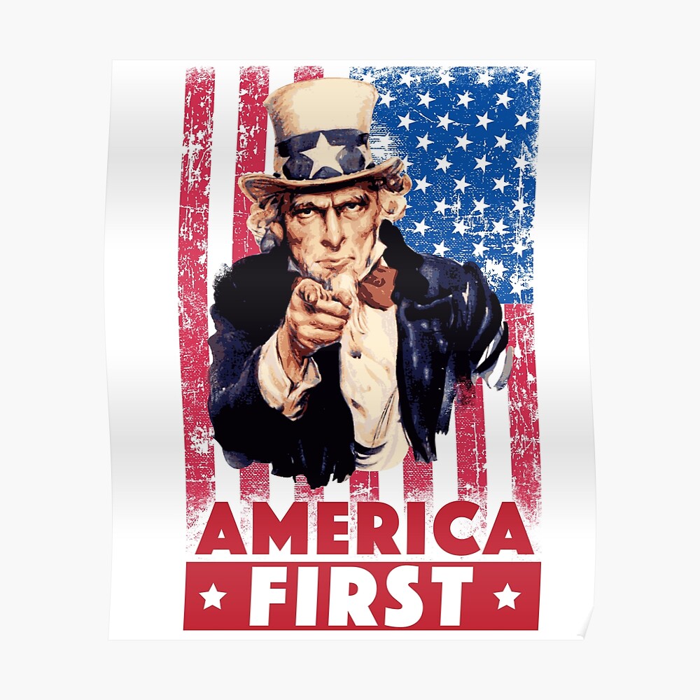 "America First Uncle Sam" Poster by GrandOldTees Redbubble