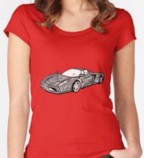 Sports car mandala art Women's Fitted Scoop T-Shirt