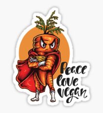 The Angry Carrot / Foodietoon SuperHero / Peace Love Vegan Sticker