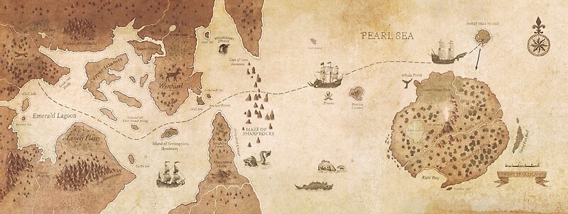 "The Antlered Ship_Map Endpapers" by Eric Fan | Redbubble