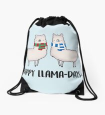 Happy Llama-Days Drawstring Bag