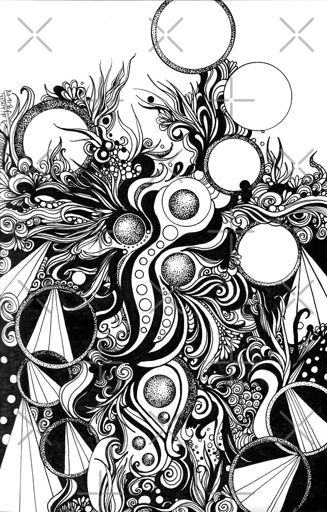 "Abstract Doodle, Pen and Ink, Black and White" by Danielle J. Scott (Smith) Redbubble