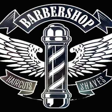 Barbershop sign black with white writing, features barber pole with wings  Poster for Sale by Vintage Hustle