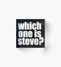 Which one is Steve? - white writing Acrylic Block