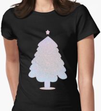 White Christmas Tree Decorated Stained Glass Women's Fitted T-Shirt