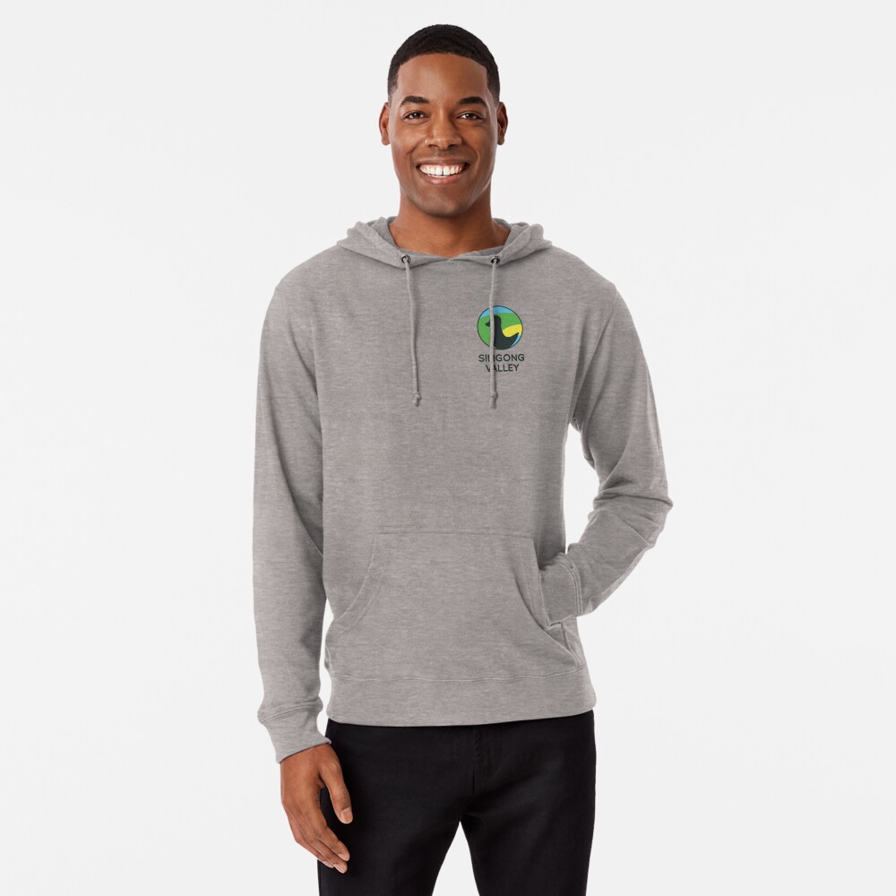 Siligong Valley logo w/text black Lightweight Hoodie