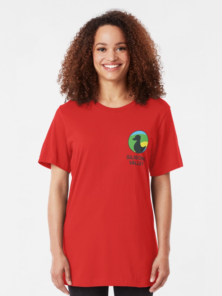 Alternate view of Siligong Valley logo w/text black Slim Fit T-Shirt