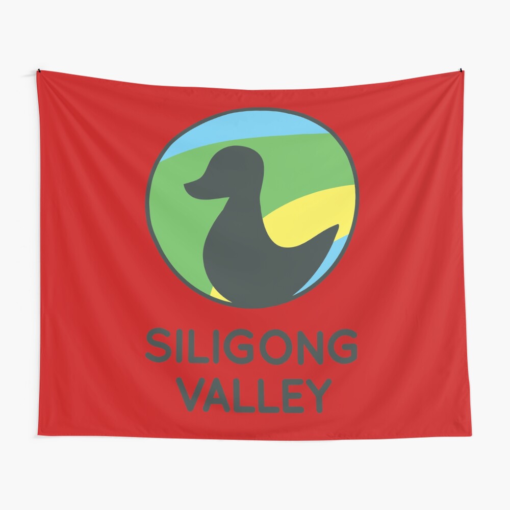 Siligong Valley logo w/text black Wall Tapestry